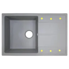 Кухонная мойка AZARIO Izmir 740х480х197 кварцевая, прямоугольная, сифон в комплекте, цвет Серый (CS00097683)