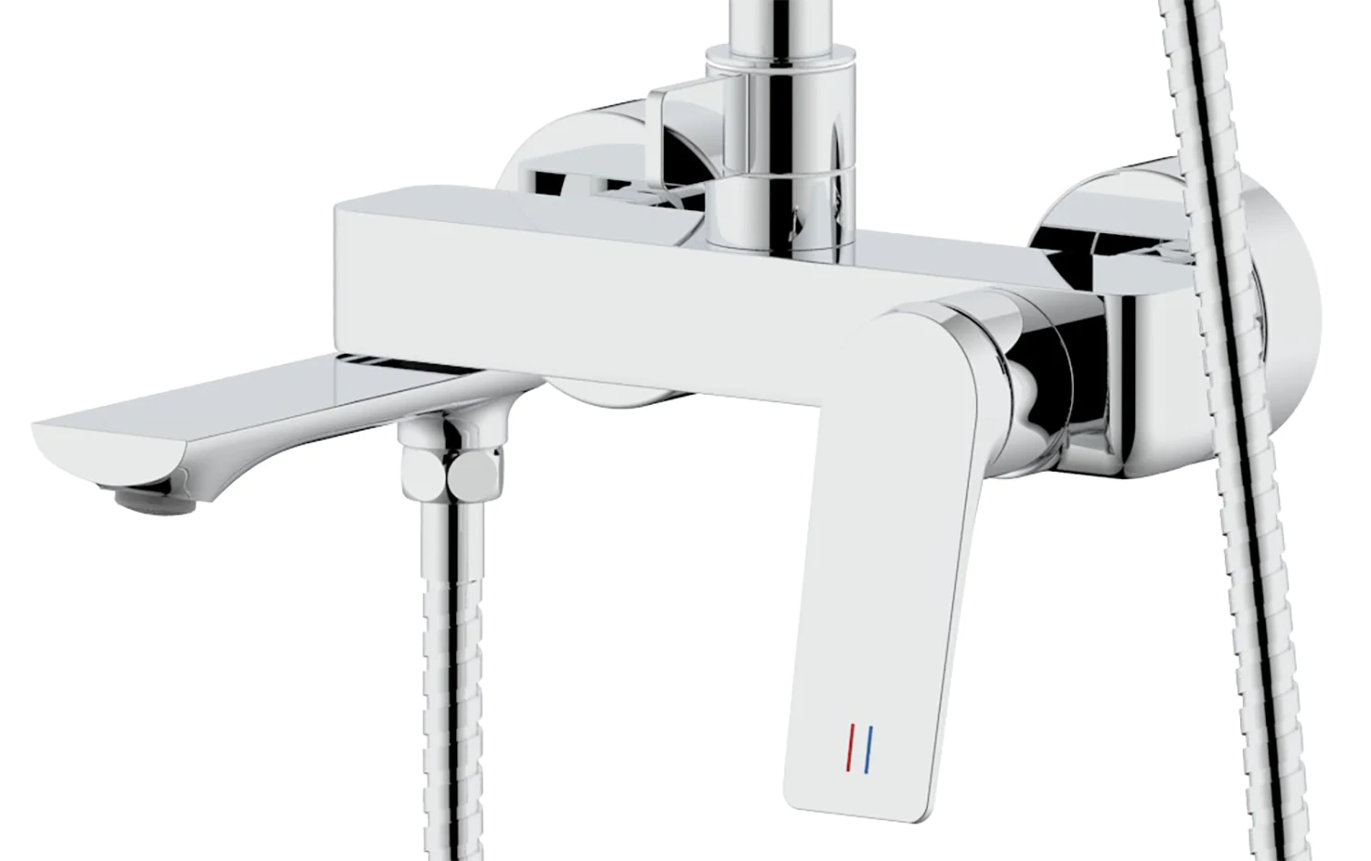 Душевая система Azario Lursy с квадратным тропическим душем, керамический картридж, шланг 150 см, хром (AZ-K2349) — фото №2