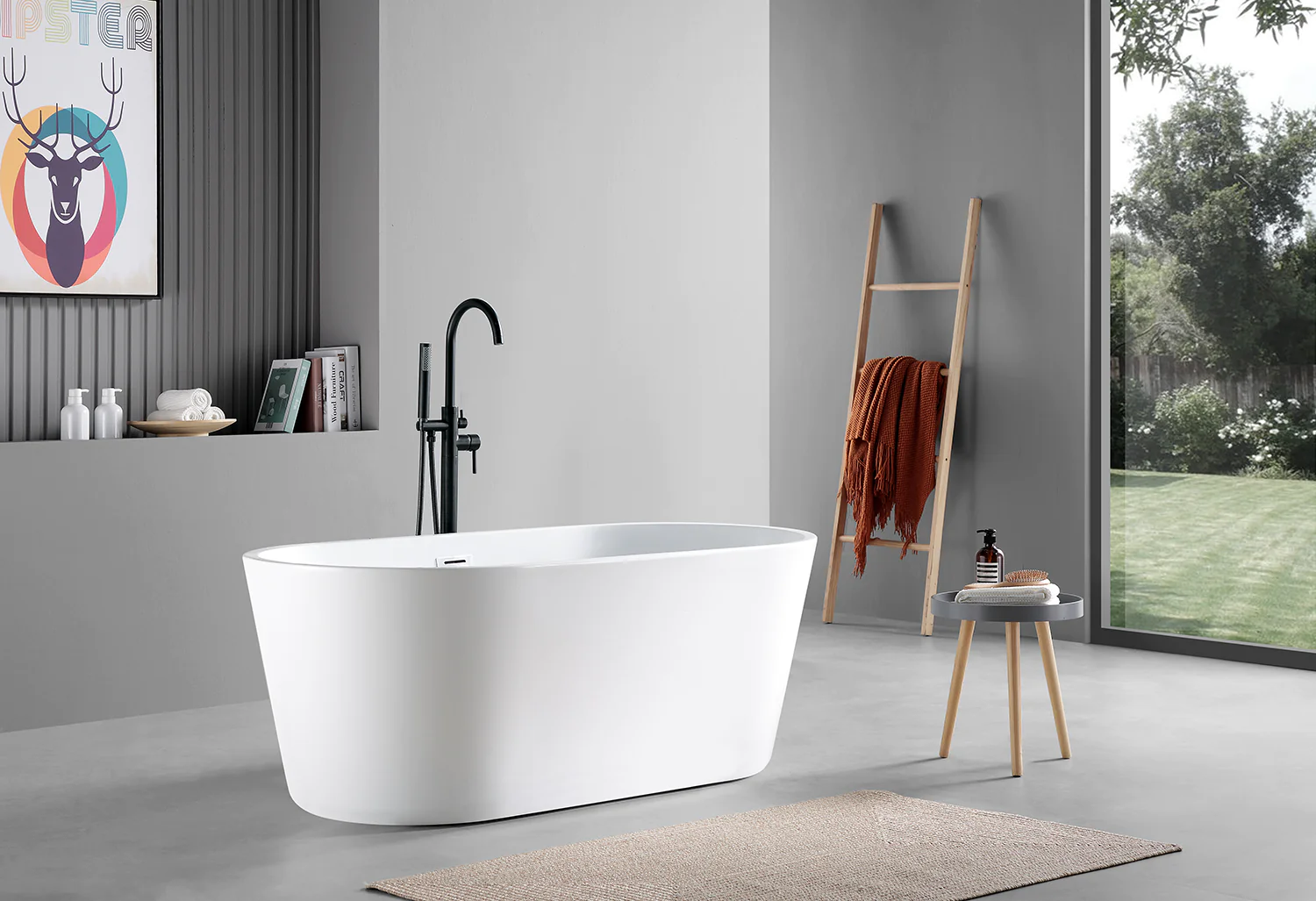 Ванна акриловая Azario RICH 1700x750x580 отдельностоящая, в комплекте с сифоном и металлической рамой, цвет белый (AZ-6605-17075) — фото №4