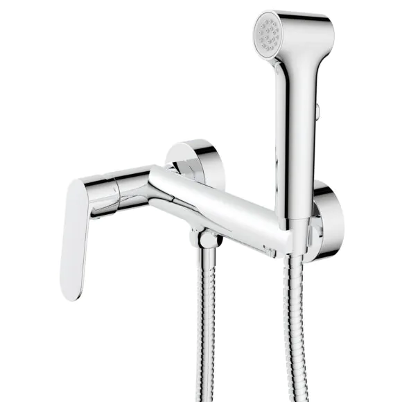 Гигиенический душ Azario Alanti со смесителем, керамический картридж, однорычажный, шланг 150 см, хром (AZ-K2532)