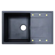 Кухонная мойка AZARIO Izmir 740х480х197 кварцевая, прямоугольная, сифон в комплекте, цвет Черный (CS00097684)