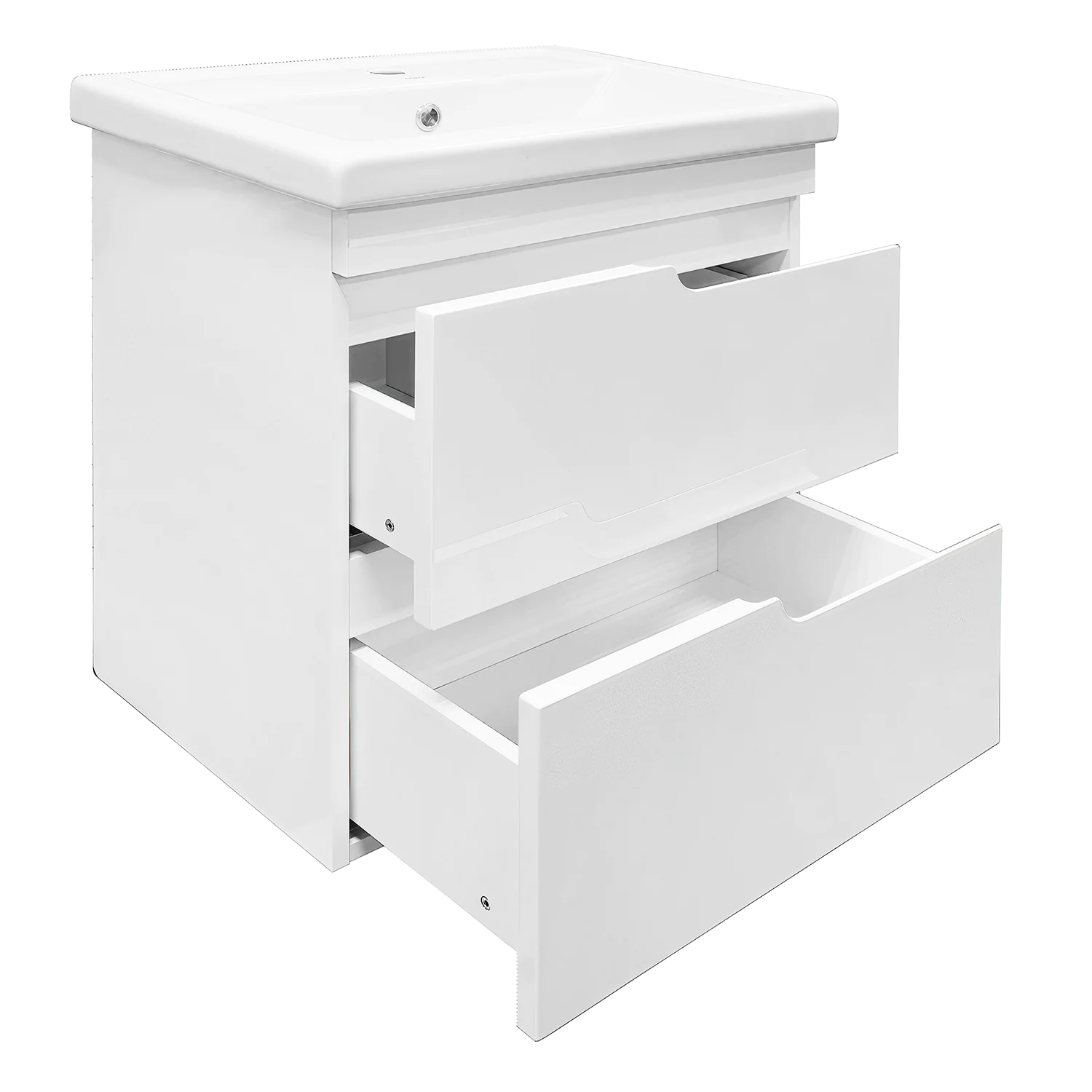 Комплект Тумба Azario KANTRI 60/2 605х405х650 подвесная, с раковиной Фостер 60, белый глянец (CS00097248) — фото №2