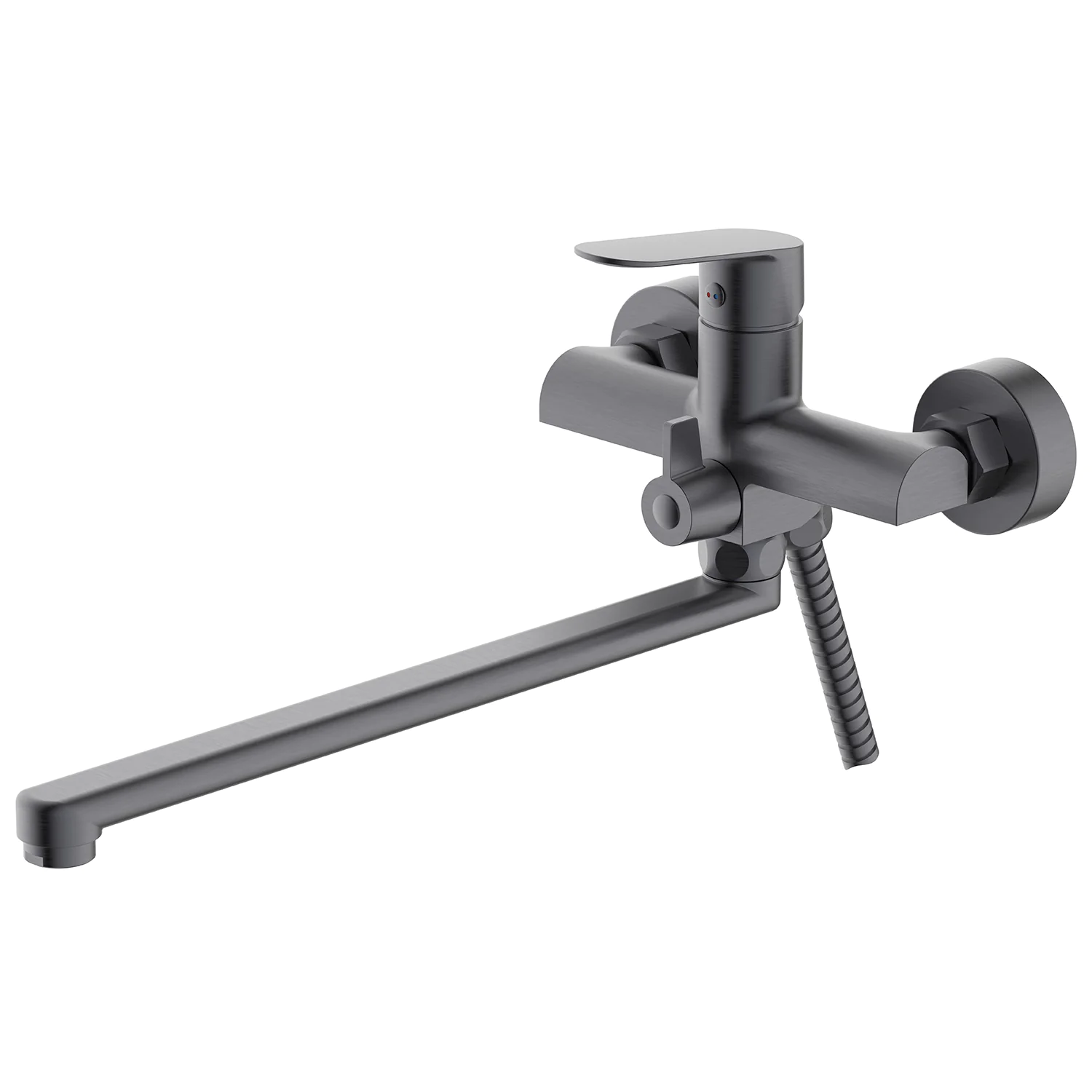 Смеситель для ванны Azario Alanti керамический картридж, длинный излив, с ручным душем, шланг 150 см, графит (AZ-K1732GR) — фото №2