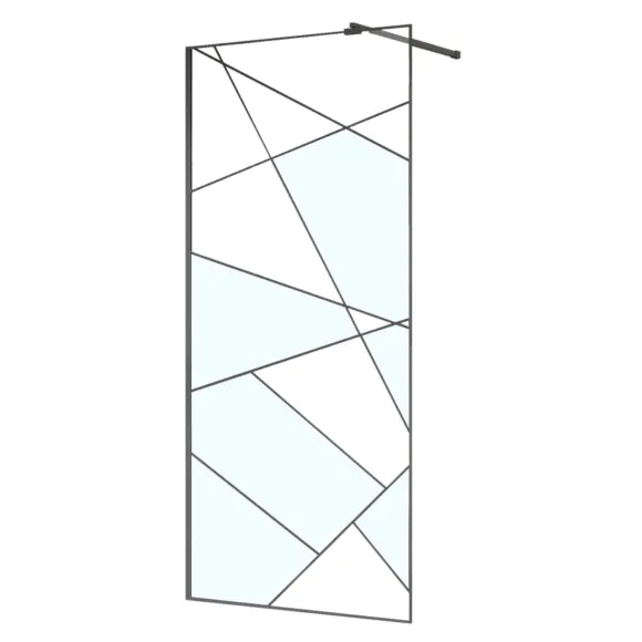 Душевая перегородка Azario Walk-in 1000×1950 в рамке, графический принт, толщина стекла 8 мм, профиль графит матовый (AZ-271-100-MGR-CGP)