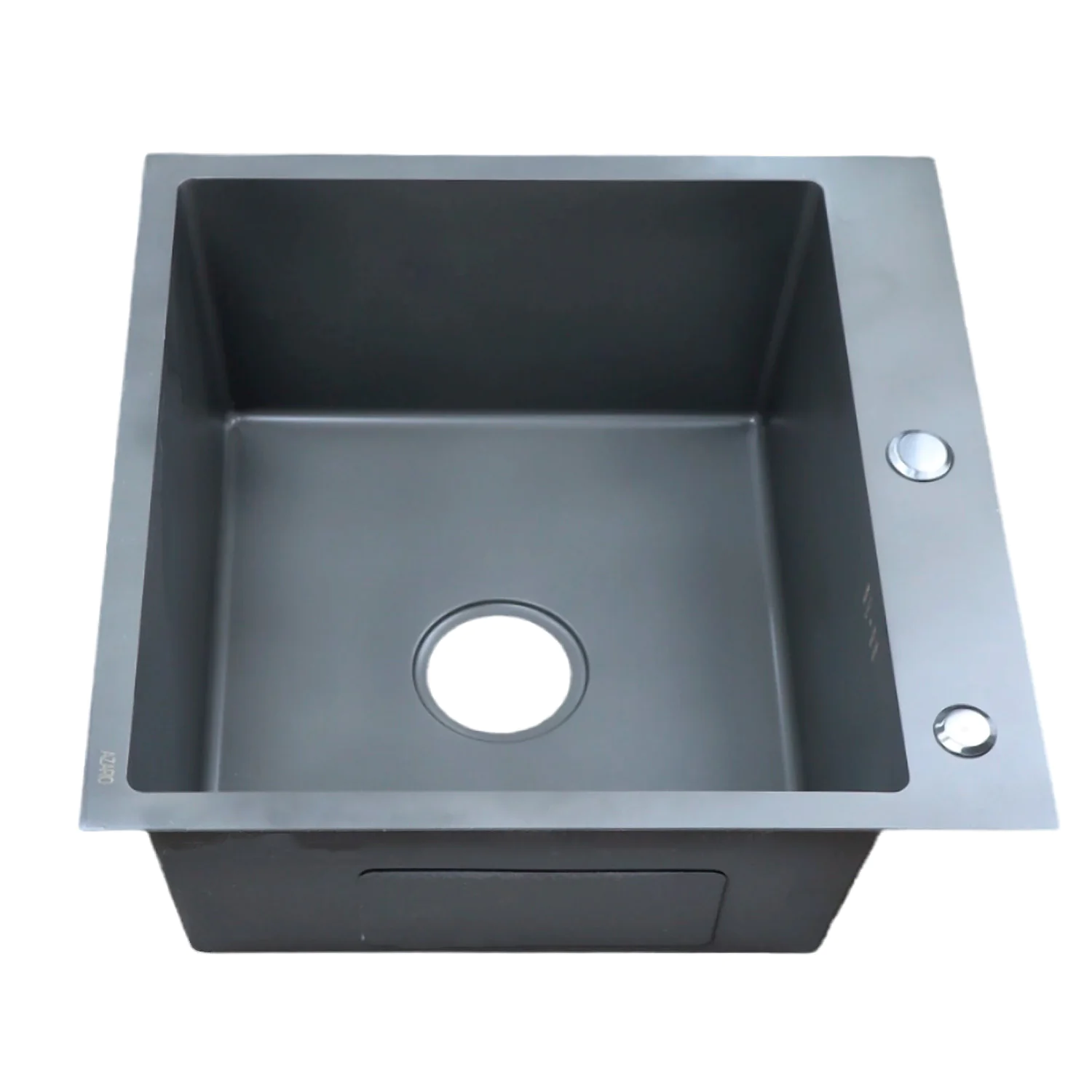 Кухонная мойка AZARIO NICOLE 500х500х220 нержавеющая сталь, в комплекте сифон, диспенсер, коландер, серая соты (AZG5050H) — фото №3