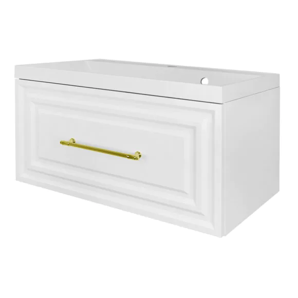 Комплект Тумба Azario LAURA 80/1 800х450х455 подвесная, с раковиной CLASSIK 80, белый глянцевый, фурнитура золото (CS00104009)