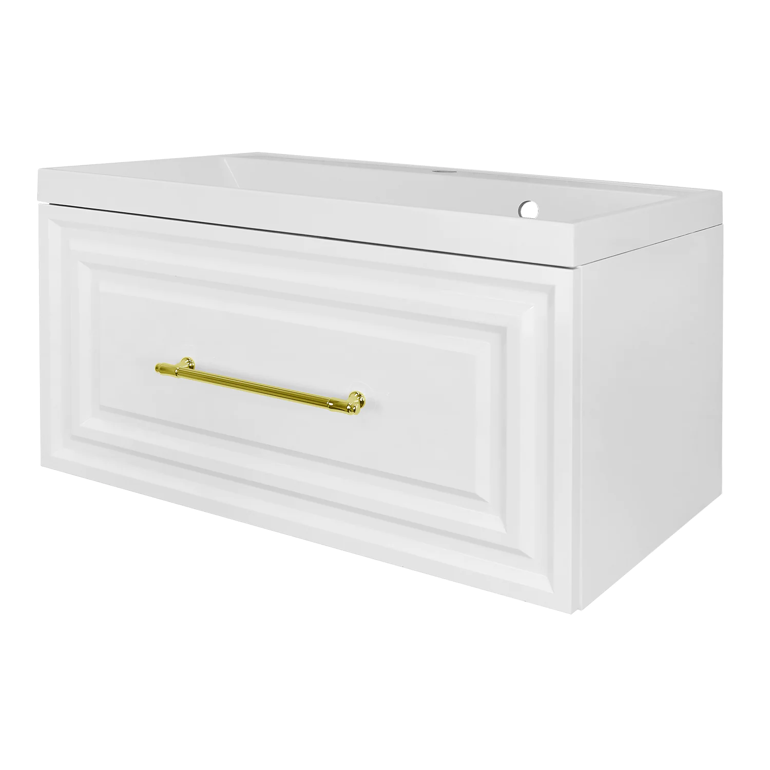 Комплект Тумба Azario LAURA 80/1 800х450х455 подвесная, с раковиной CLASSIK 80, белый глянцевый, фурнитура золото (CS00104009) — фото №1