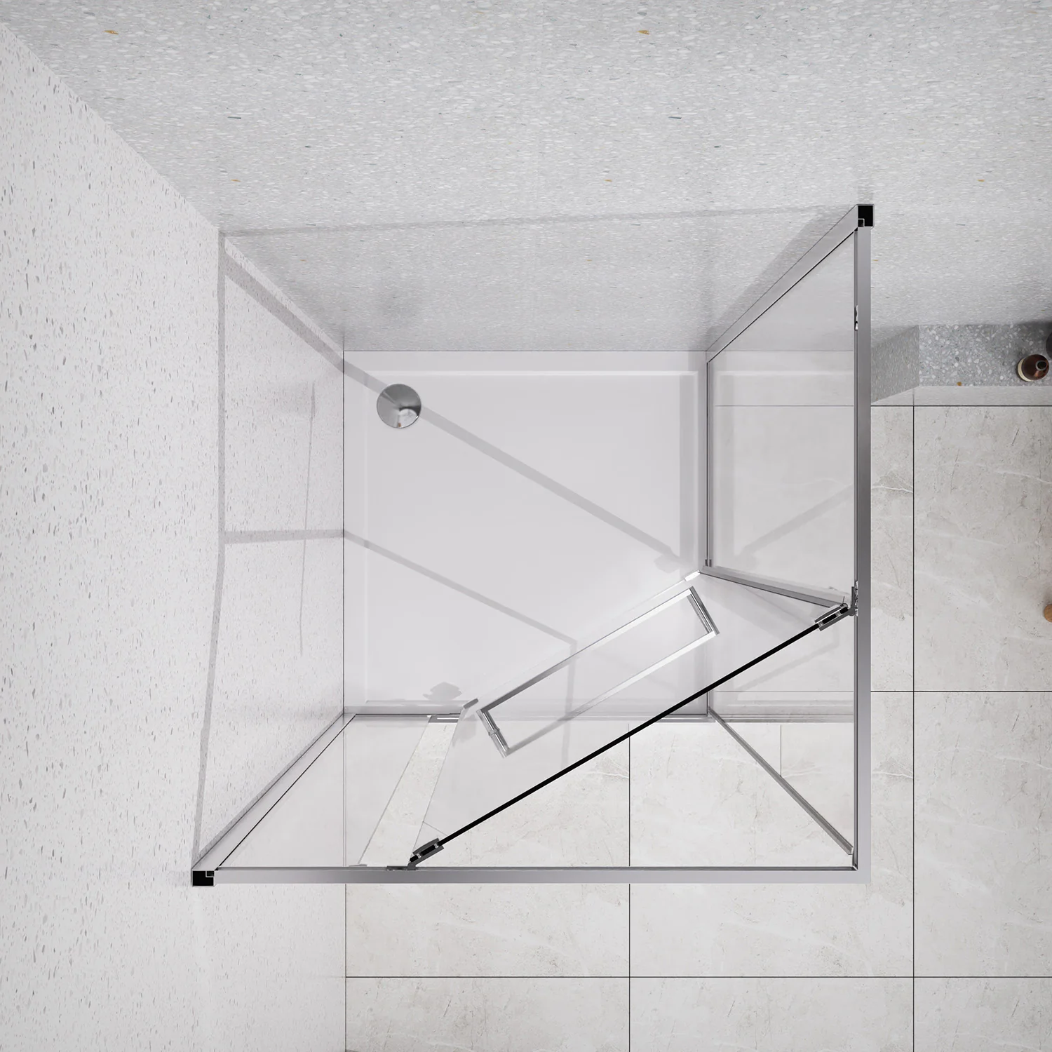 Душевое ограждение Azario MONAKO 1000х1000х1950 сдвижная дверь, прозрачное стекло 6 мм, профиль графит матовый (AZ-L47-100-MGR-CL) — фото №3