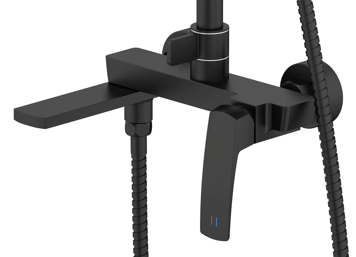 Душевая система Azario Conda с квадратным тропическим душем, керамический картридж, шланг 150 см, черный матовый (AZ-K2411B) — фото №2