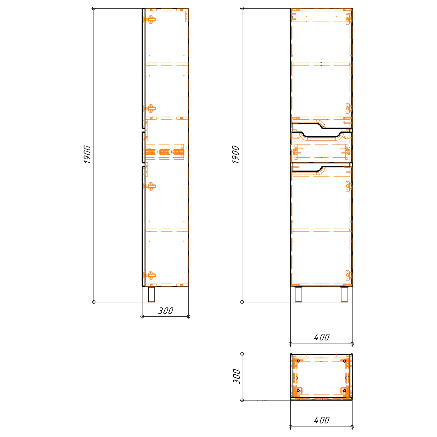Пенал напольный Azario KANTRI 40 400х300х1900 левосторонний, белый глянцевый (CS00097261) — фото №5
