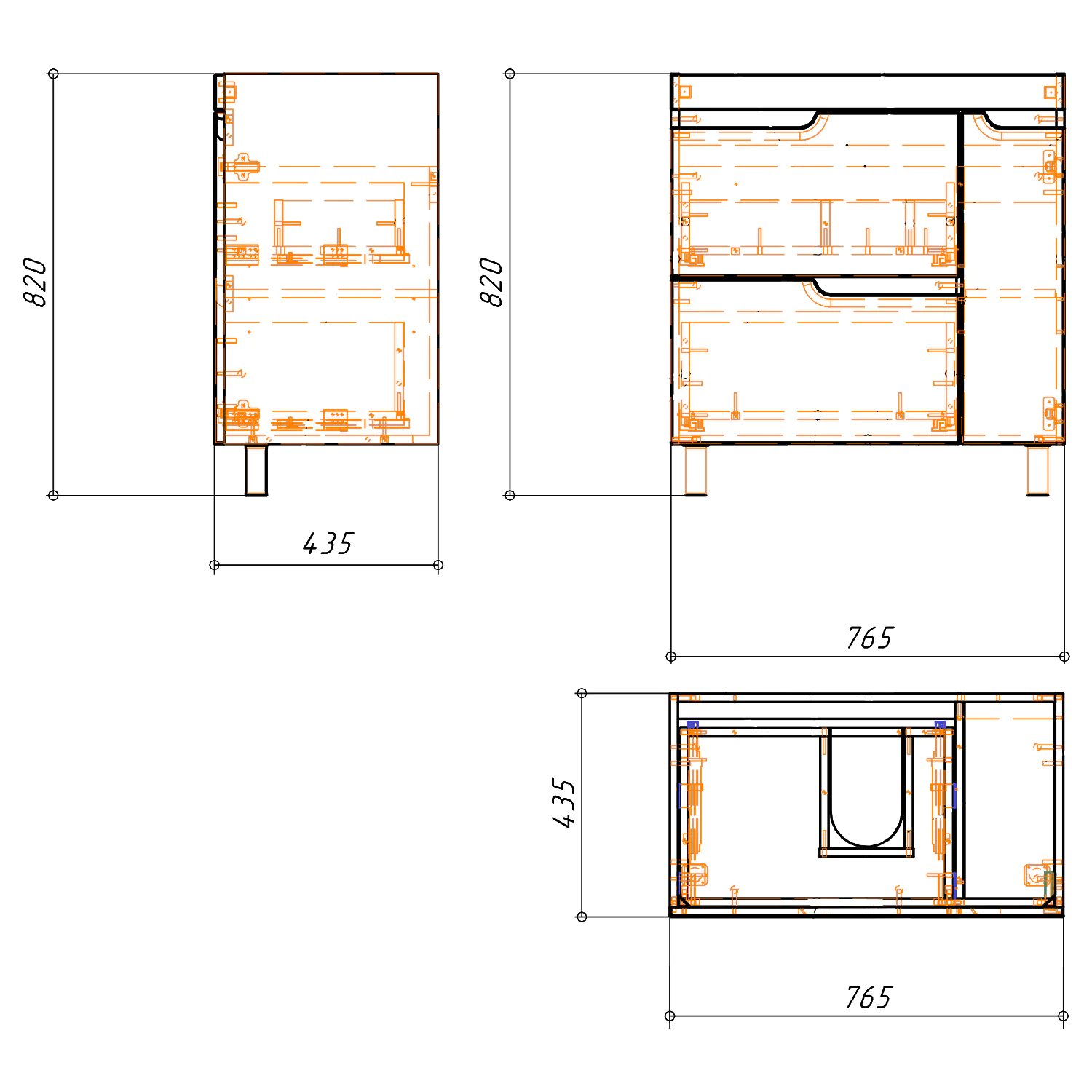 Комплект Тумба Azario KANTRI 80/2Н 800х460х870 напольная, с раковиной Фостер 80, белый глянец (CS00097254) — фото №8