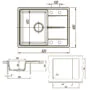 Кухонная мойка AZARIO Tavas 620х480х197 кварцевая, прямоугольная, сифон в комплекте, цвет Белый (CS00097670) — фото №8