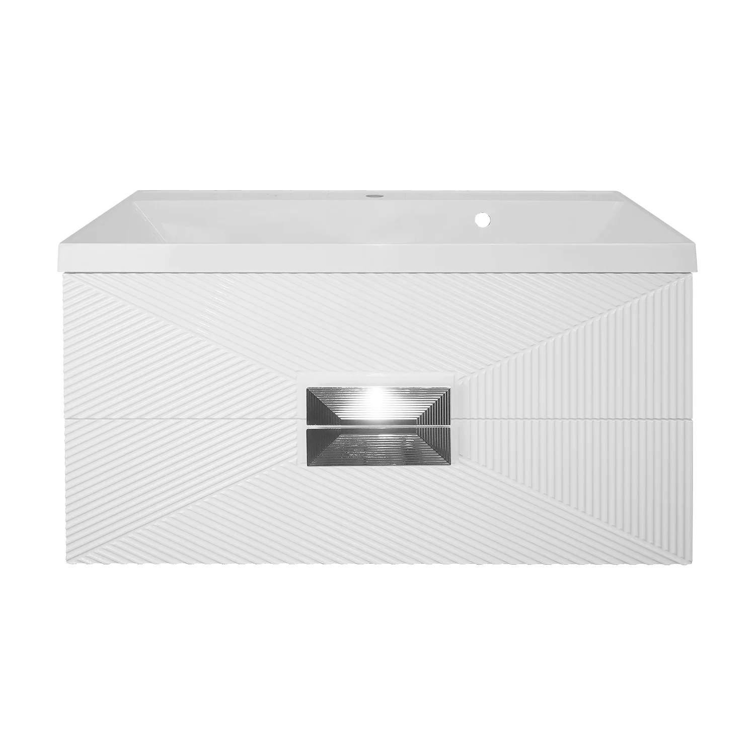 Комплект Azario ZENA Тумба 80/2 800х450х585 подвесная, с раковиной CLASSIK 80, белый глянец, ручка хром (CS00097031) — фото №3