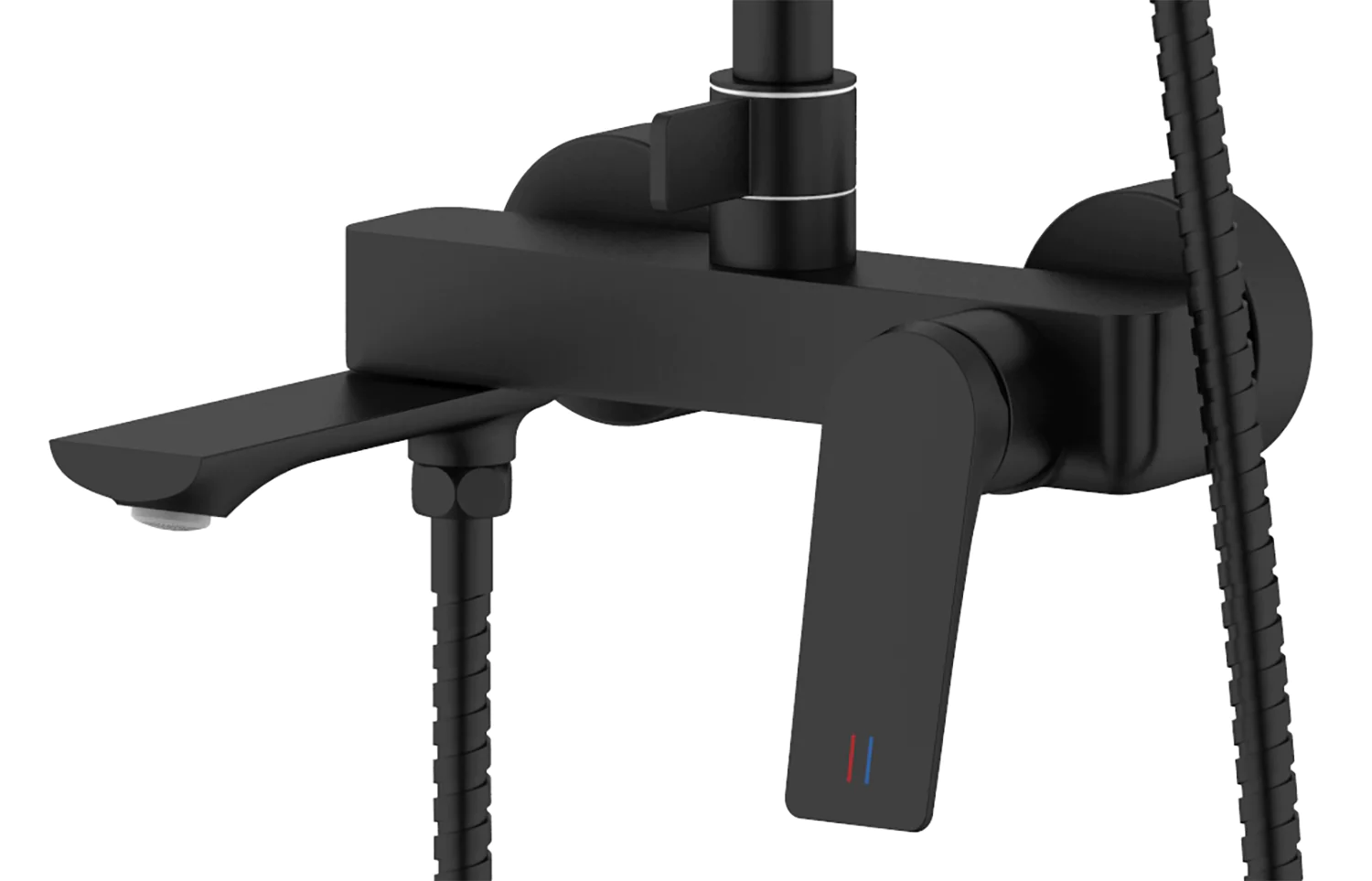 Душевая система Azario Lursy с квадратным тропическим душем, керамический картридж, шланг 150 см, черный матовый (AZ-K2349B) — фото №2