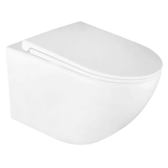 Унитаз подвесной Azario BONELLE 345х490х350 безободковый, смыв «Торнадо», с быстросъемным сиденьем микролифт (AZ-2801E)