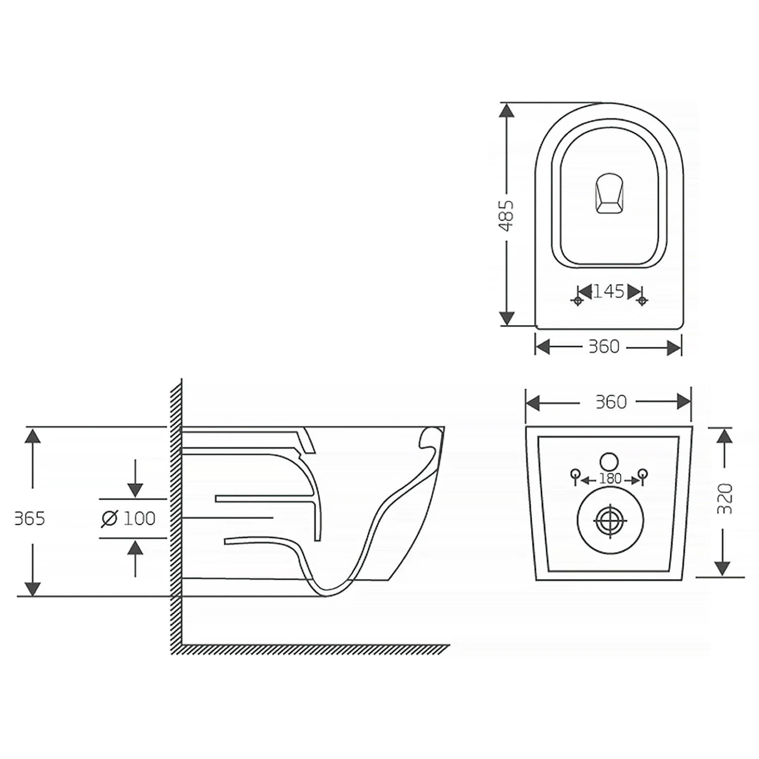 Унитаз подвесной Azario ADAGIO 360х485х365 безободковый, система смыва «Скрытое Торнадо», с быстросъемным сиденьем «Микролифт» (AZ-5177T-WHT) — фото №12