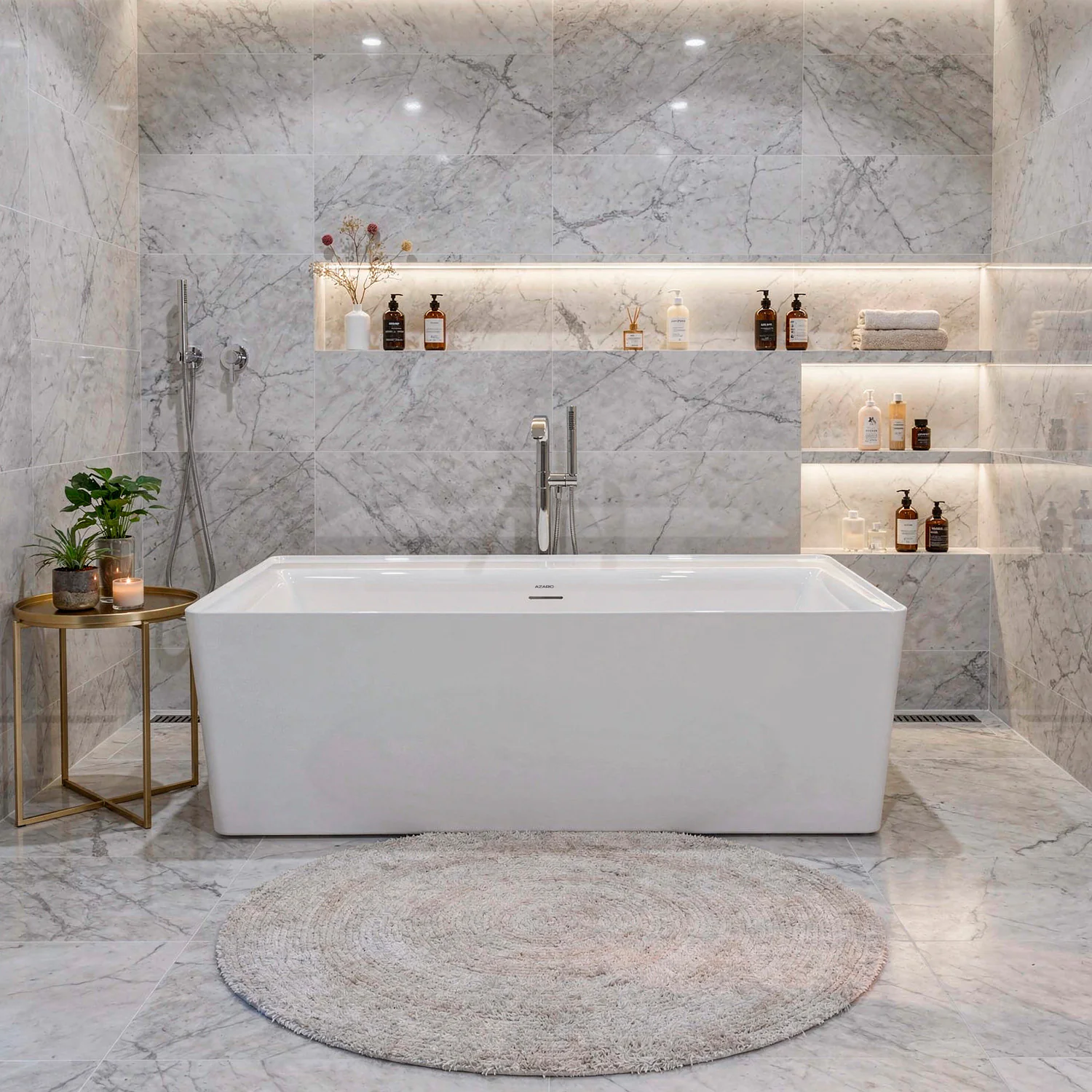 Ванна акриловая Azario Dew 1700x800x600 отдельностоящая, в комплекте с сифоном и металлической рамой (AZ-8673-1.7) — фото №3