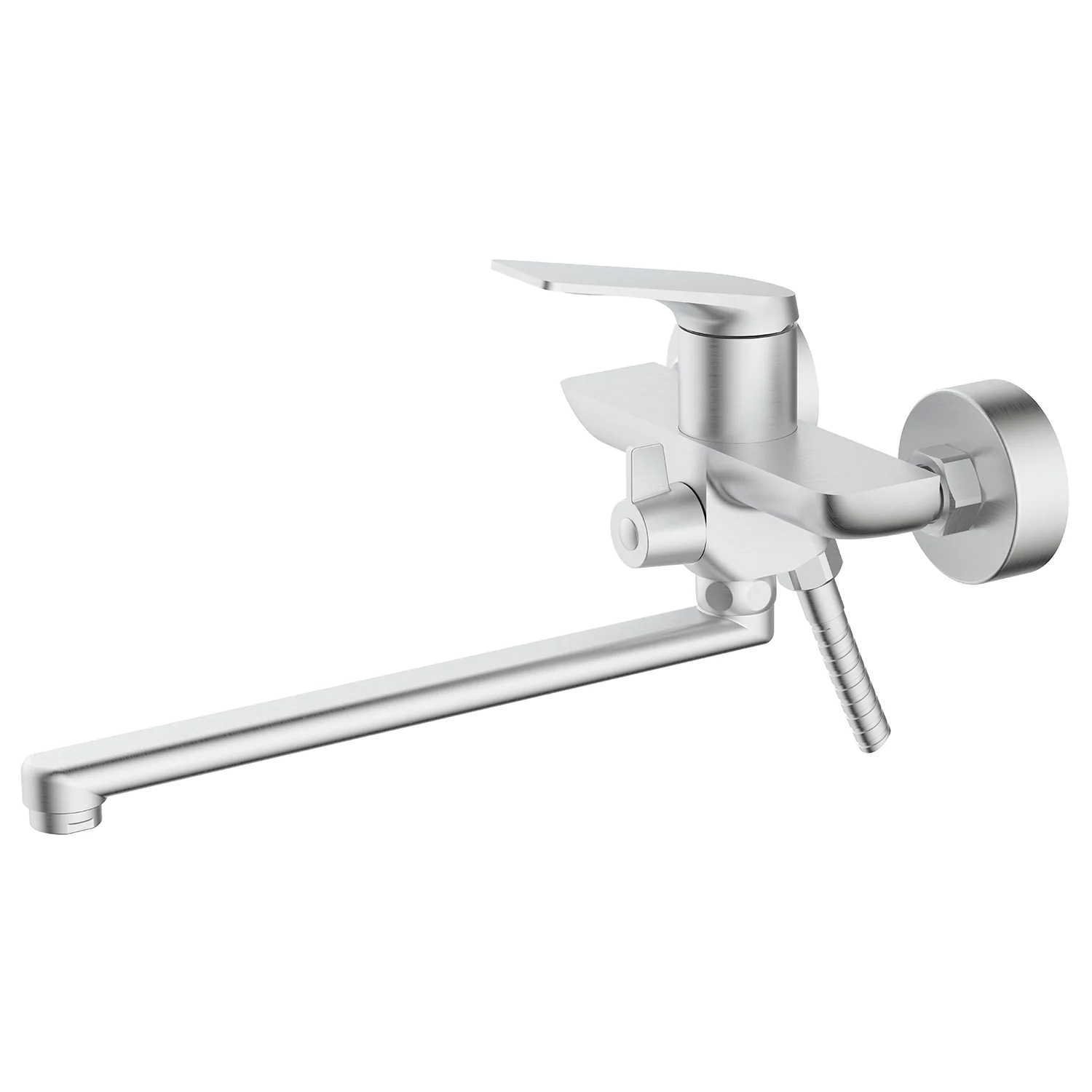 Смеситель для ванны Azario Lursy керамический картридж, длинный излив, с ручным душем, шланг 150 см, сатин (AZ-K1749BN) — фото №2