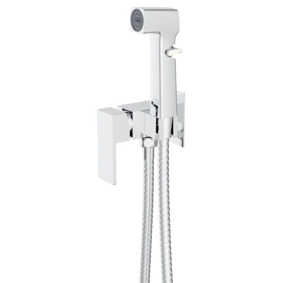 Гигиенический душ Azario Graves со смесителем, керамический картридж, скрытый монтаж, шланг 150 см, хром (AZ-KFX03)