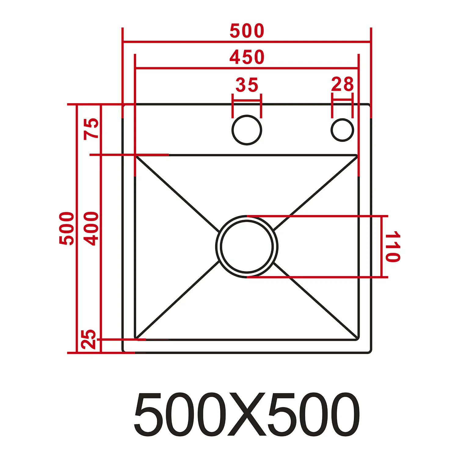 Кухонная мойка AZARIO NICOLE 500х500х220 нержавеющая сталь, в комплекте сифон, диспенсер, коландер, серая соты (AZG5050H) — фото №11