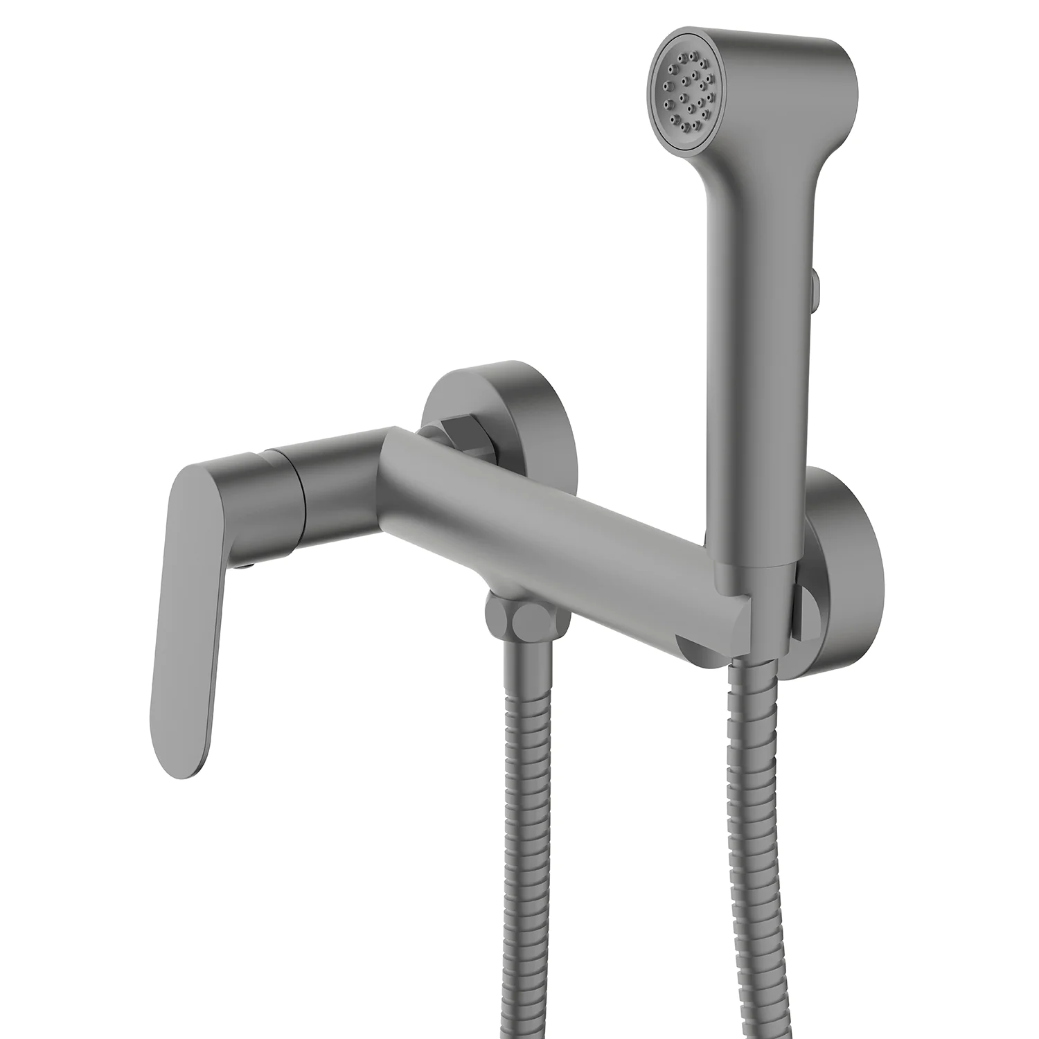 Гигиенический душ Azario Alanti со смесителем, керамический картридж, однорычажный, шланг 150 см, графит (AZ-K2532GR) — фото №1