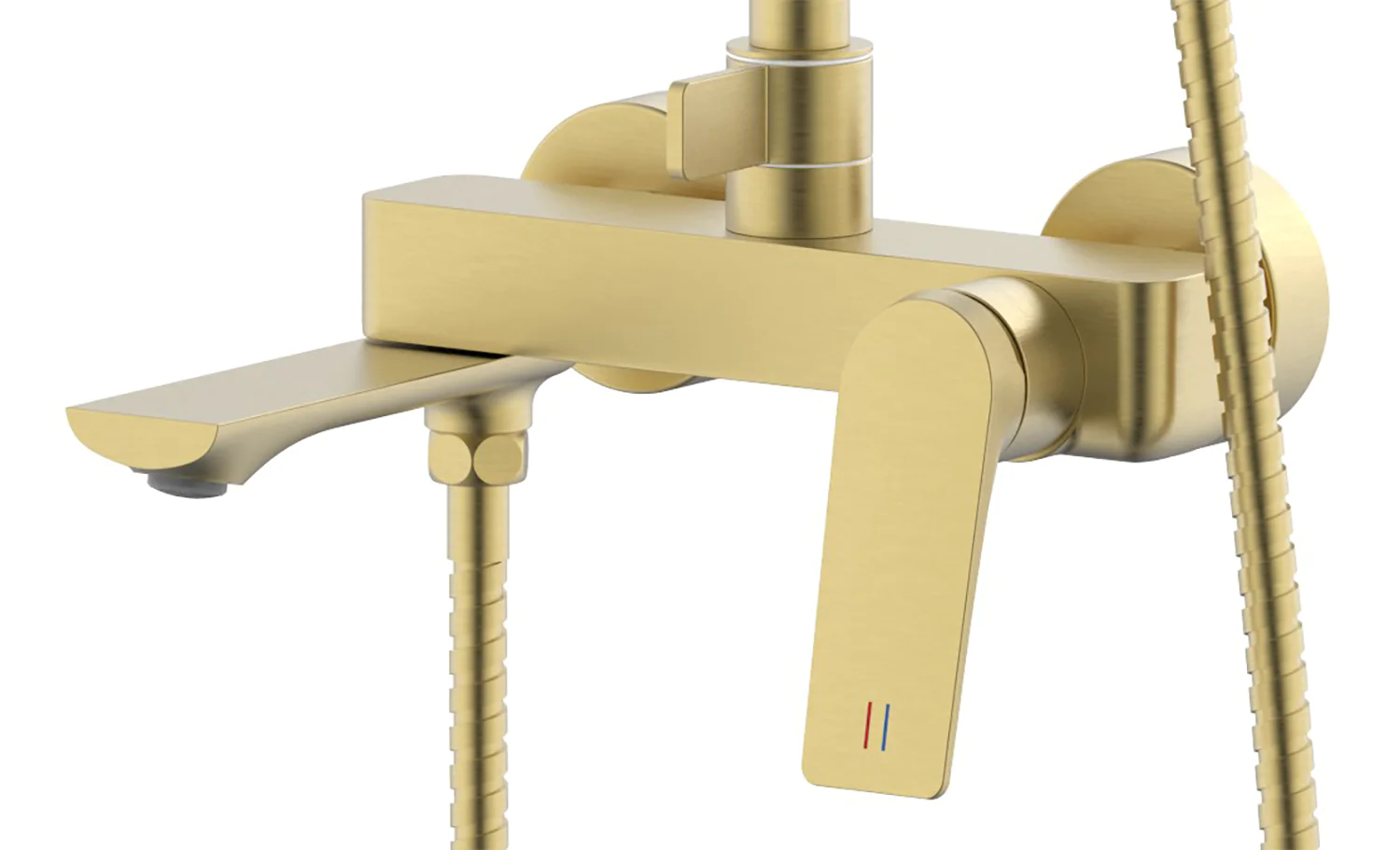 Душевая система Azario Lursy с квадратным тропическим душем, керамический картридж, шланг 150 см, золото матовое (AZ-K2349MG) — фото №2