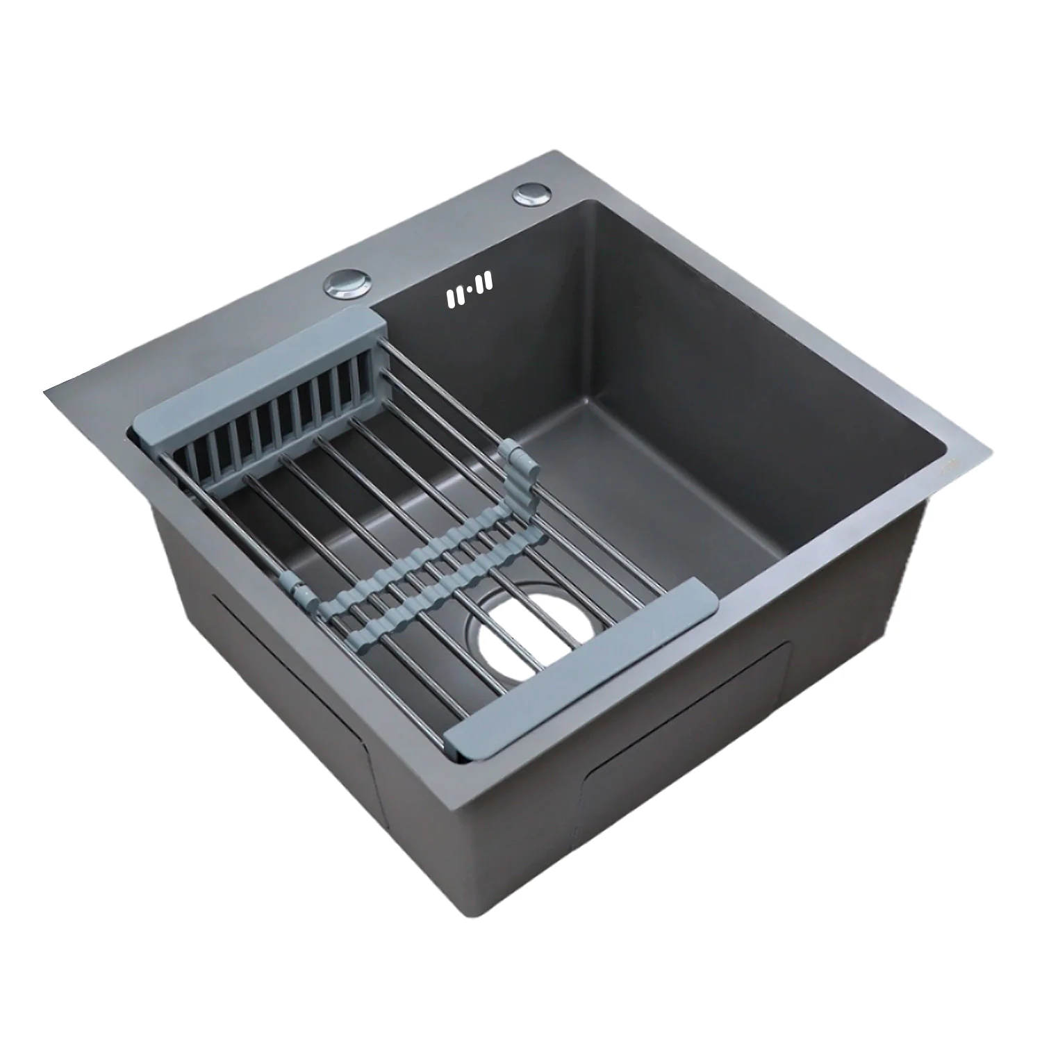 Кухонная мойка AZARIO NICOLE 500х500х220 нержавеющая сталь, в комплекте сифон, диспенсер, коландер, серая соты (AZG5050H) — фото №5