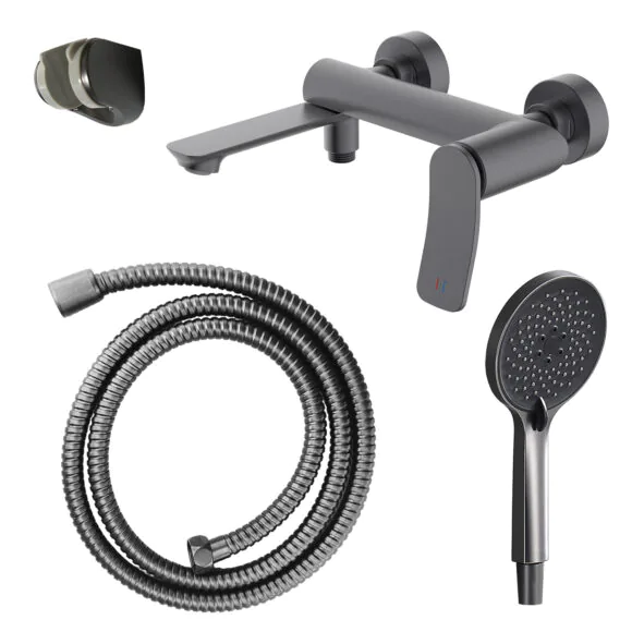 Смеситель для ванны Azario Escaro с ручным душем, керамический картридж, шланг 150 см, графит (AZ-K3074GR)