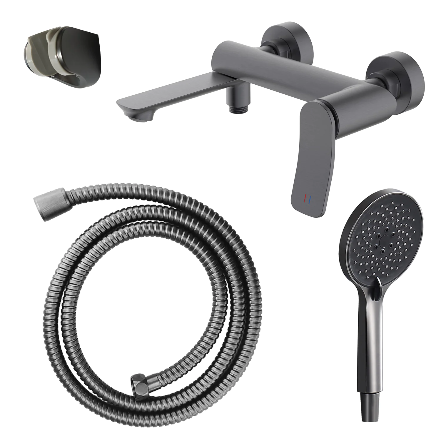 Смеситель для ванны Azario Escaro с ручным душем, керамический картридж, шланг 150 см, графит (AZ-K3074GR) — фото №1