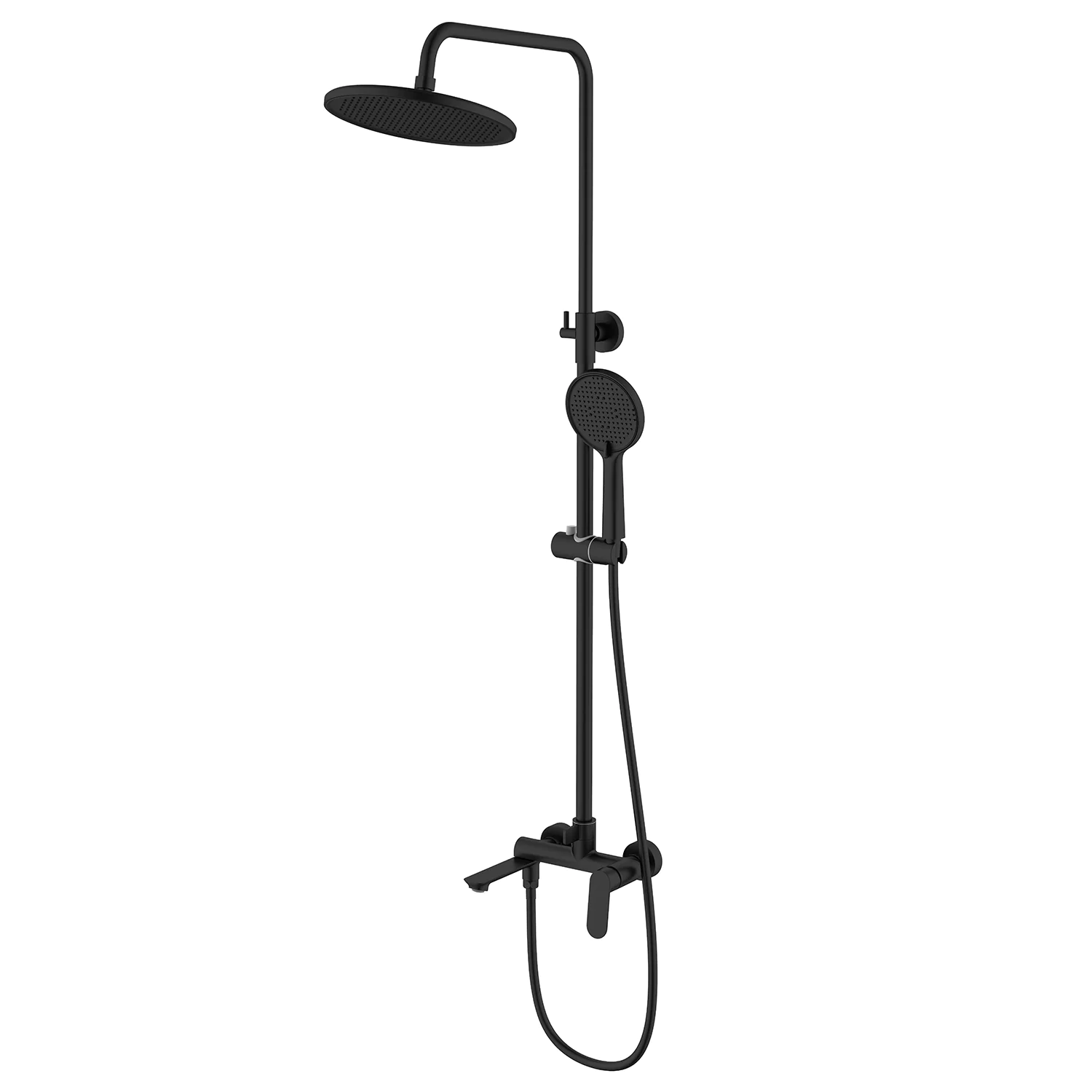 Душевая система Azario Alanti с круглым тропическим душем, керамический картридж, шланг 150 см, черный матовый (AZ-K2332B) — фото №1