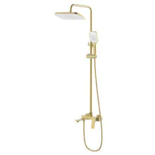 Душевая система Azario Lursy с квадратным тропическим душем, керамический картридж, шланг 150 см, золото матовое (AZ-K2349MG)