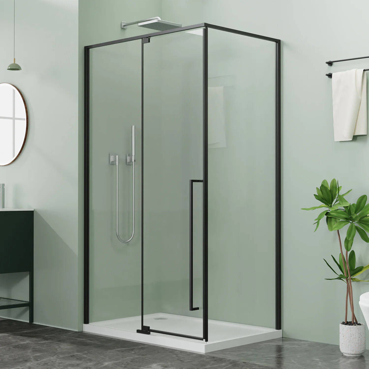 Душевое ограждение Azario MALE 1200х900х1950 прозрачное стекло 6 мм, профиль черный матовый (AZ-J50-12090-MB-CL) — фото №2