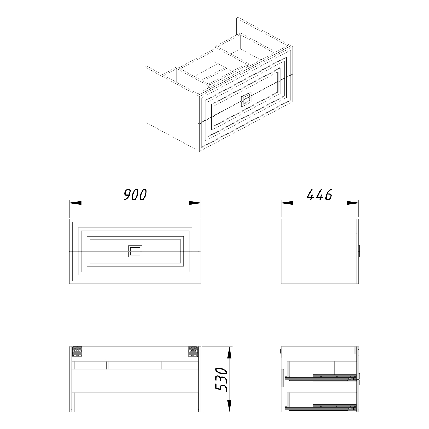 Комплект Тумба Azario ARMARIO 90/2 900х450х585 подвесная, с раковиной CLASSIK 90, кашемир (CS00097024) — фото №7