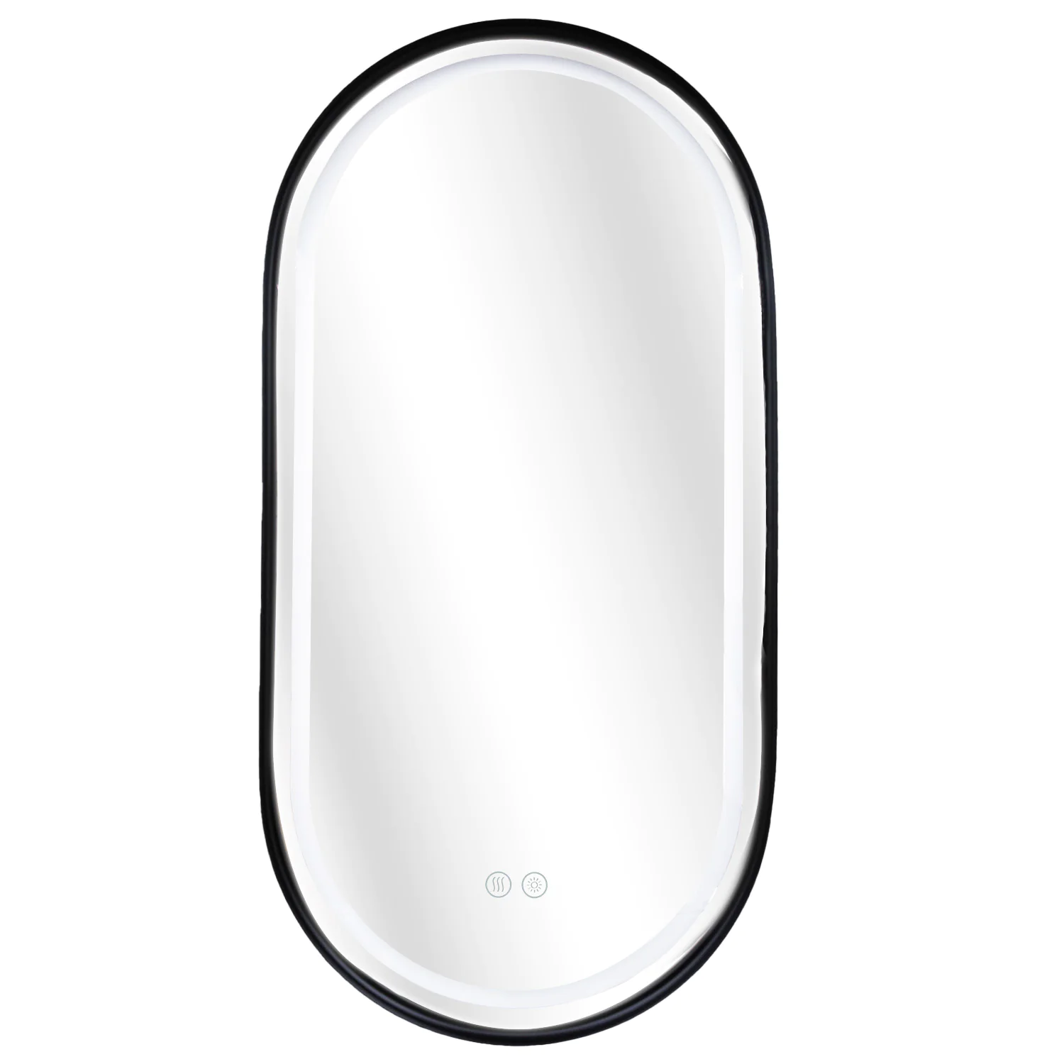 Зеркало Azario Блейк 500х1000, овальное, с подсветкой и диммером, 3 режима, сенсорный выключатель, с подогревом, черный матовый (АZ-LED011125) — фото №1