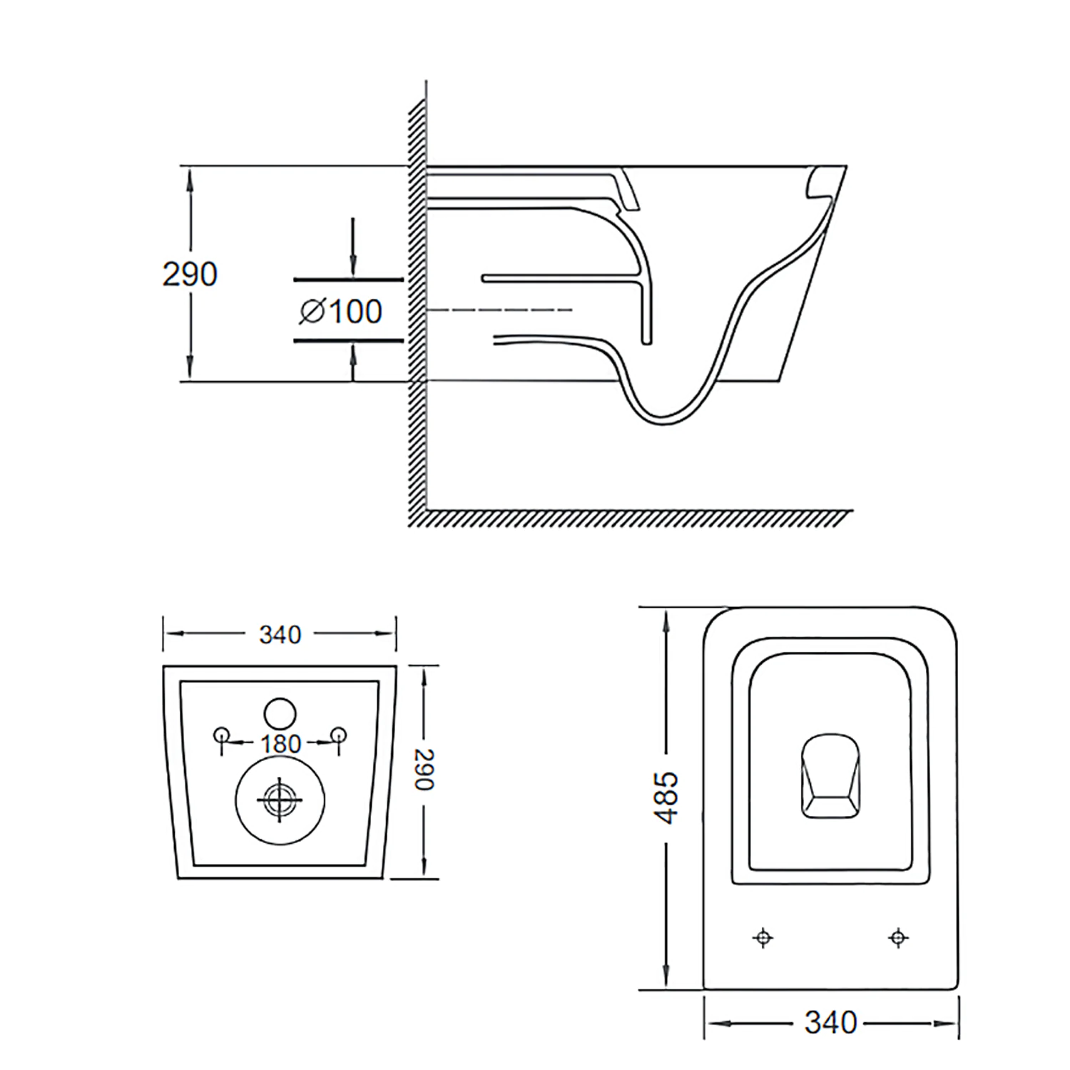 Унитаз подвесной Loranto Delphi 340х485х290 безободковый, с системой смыва «Скрытое Торнадо», в комплекте с быстросъемным сиденьем микролифт (91343) — фото №13