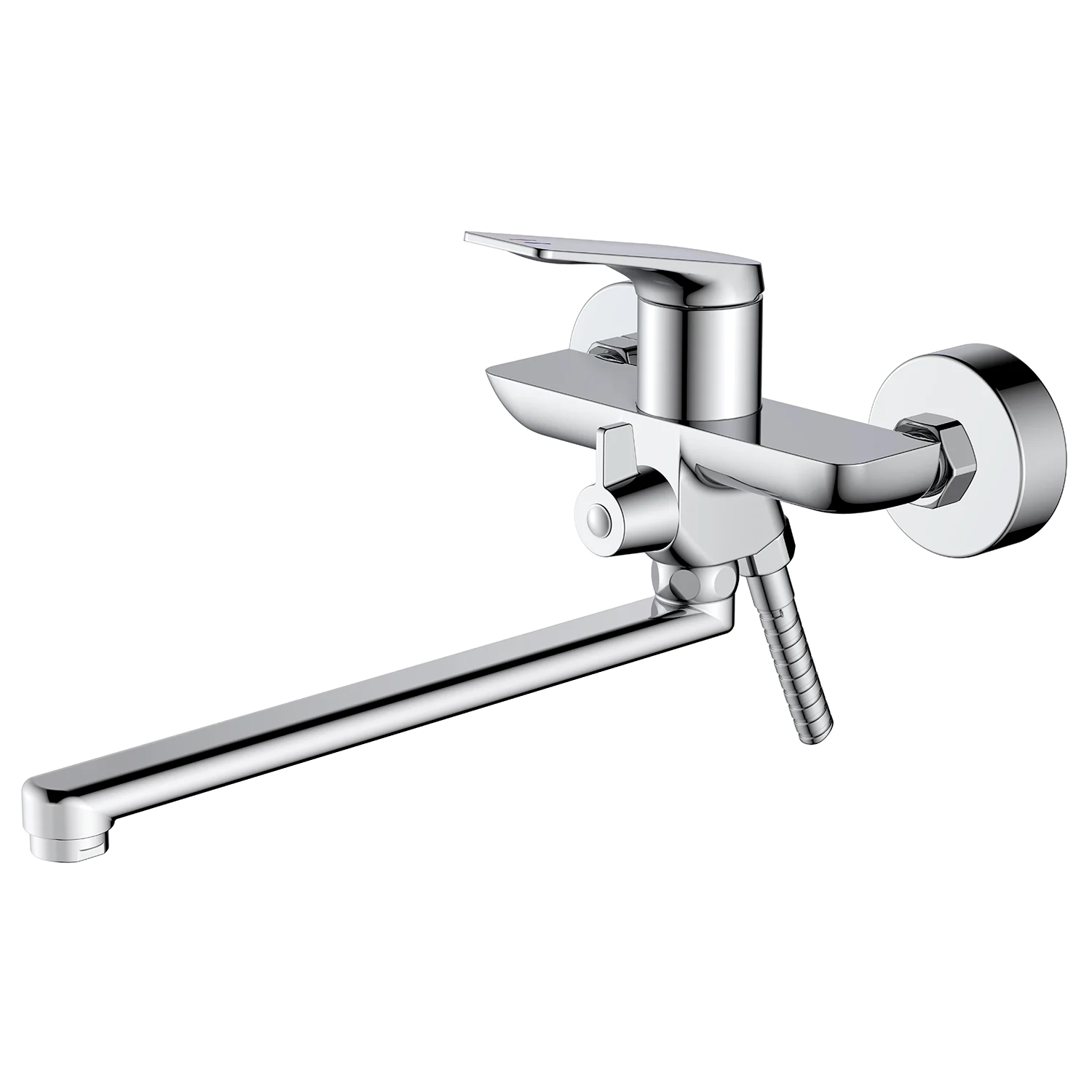 Смеситель для ванны Azario Lursy керамический картридж, длинный излив, с ручным душем, шланг 150 см, хром (AZ-K1749) — фото №2