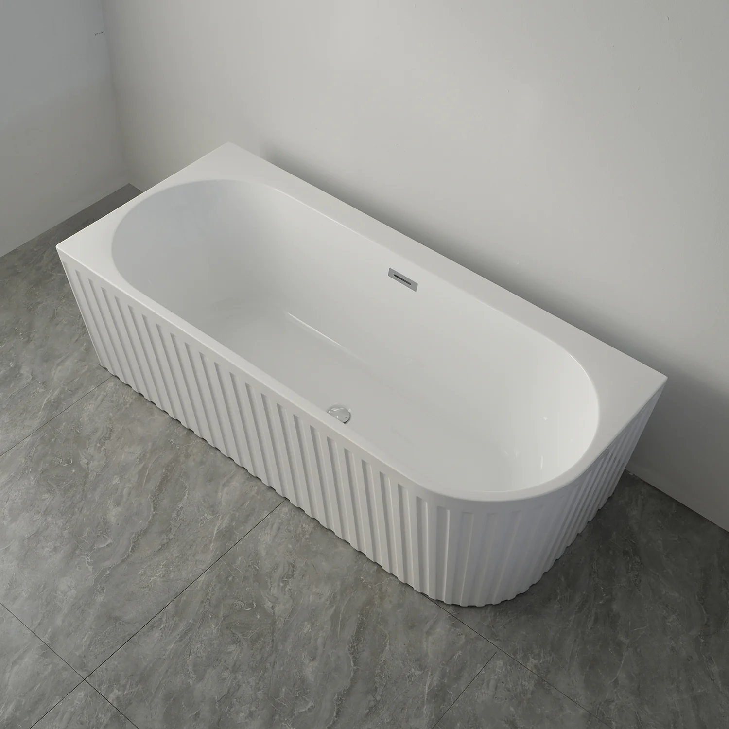 Ванна акриловая Azario LAGO GARDA 1600х750х580 пристенная, рифленая, левосторонняя, в комплекте с сифоном и металлической рамой (AZ-6724-A2 L 16075) — фото №2