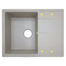 Кухонная мойка AZARIO Tavas 620х480х197 кварцевая, прямоугольная, сифон в комплекте, цвет Песочный (CS00097672)