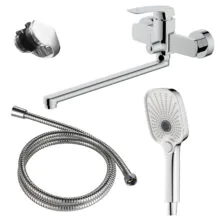 Смеситель для ванны Azario Conda керамический картридж, длинный излив, с ручным душем, шланг 150 см, хром (AZ-K1711)