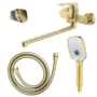 Смеситель для ванны Azario Conda керамический картридж, длинный излив, с ручным душем, шланг 150 см, золото матовое (AZ-K1711MG)