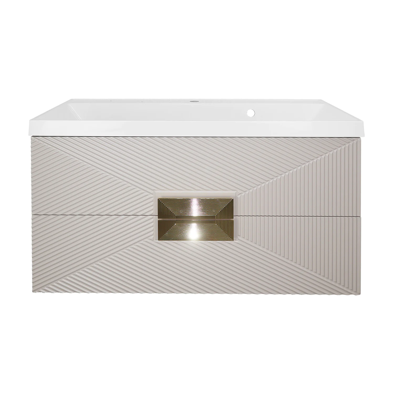 Комплект Azario ZENA Тумба 80/2 800х450х585 подвесная, с раковиной CLASSIK 80, кашемир, ручка золото (CS00097029) — фото №3