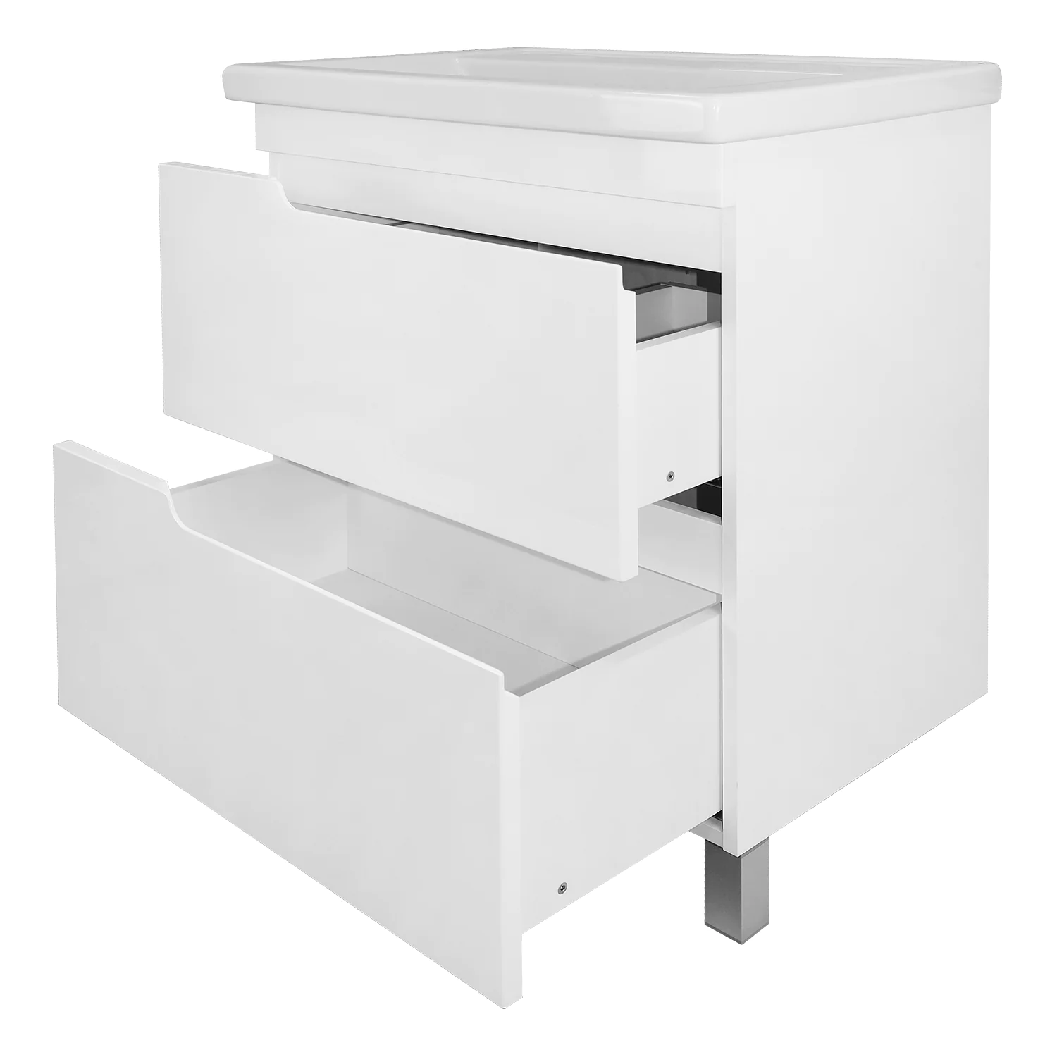 Комплект Тумба Azario KANTRI 70/2Н 700х455х865 напольная, с раковиной Фостер 70, белый глянцевый (CS00097252) — фото №2