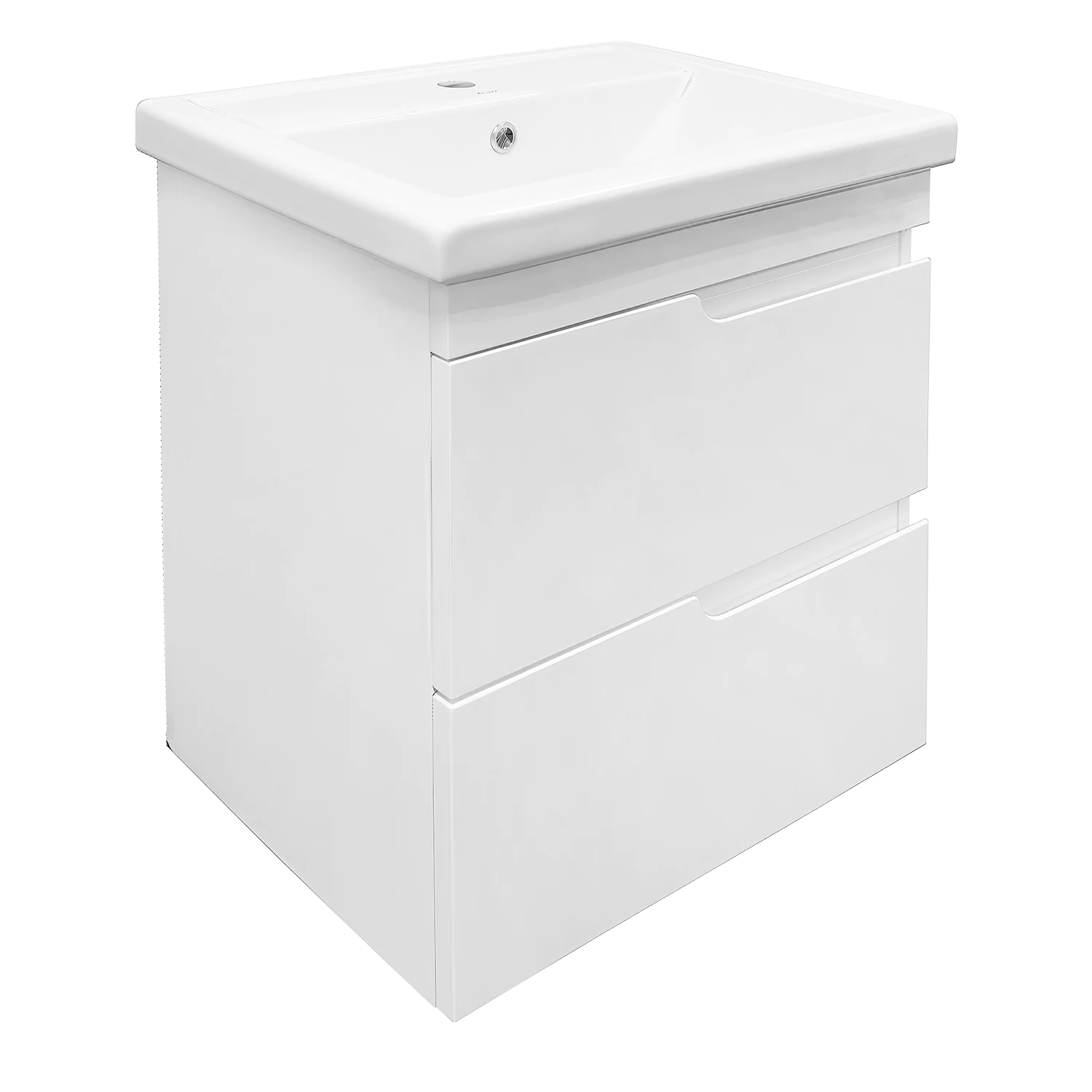 Комплект Тумба Azario KANTRI 60/2 605х405х650 подвесная, с раковиной Фостер 60, белый глянец (CS00097248) — фото №1