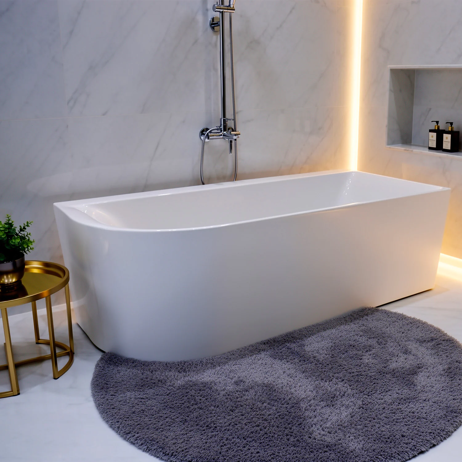 Ванна акриловая Azario Mist B 1700x750x600 пристенная, правосторонняя, в комплекте с сифоном и металлической рамой (AZ-8649-B-1.7) — фото №2