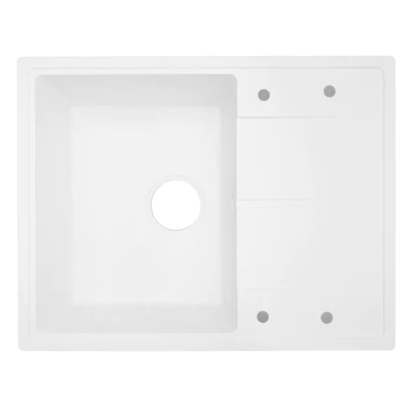 Кухонная мойка AZARIO Tavas 620х480х197 кварцевая, прямоугольная, сифон в комплекте, цвет Белый (CS00097670)