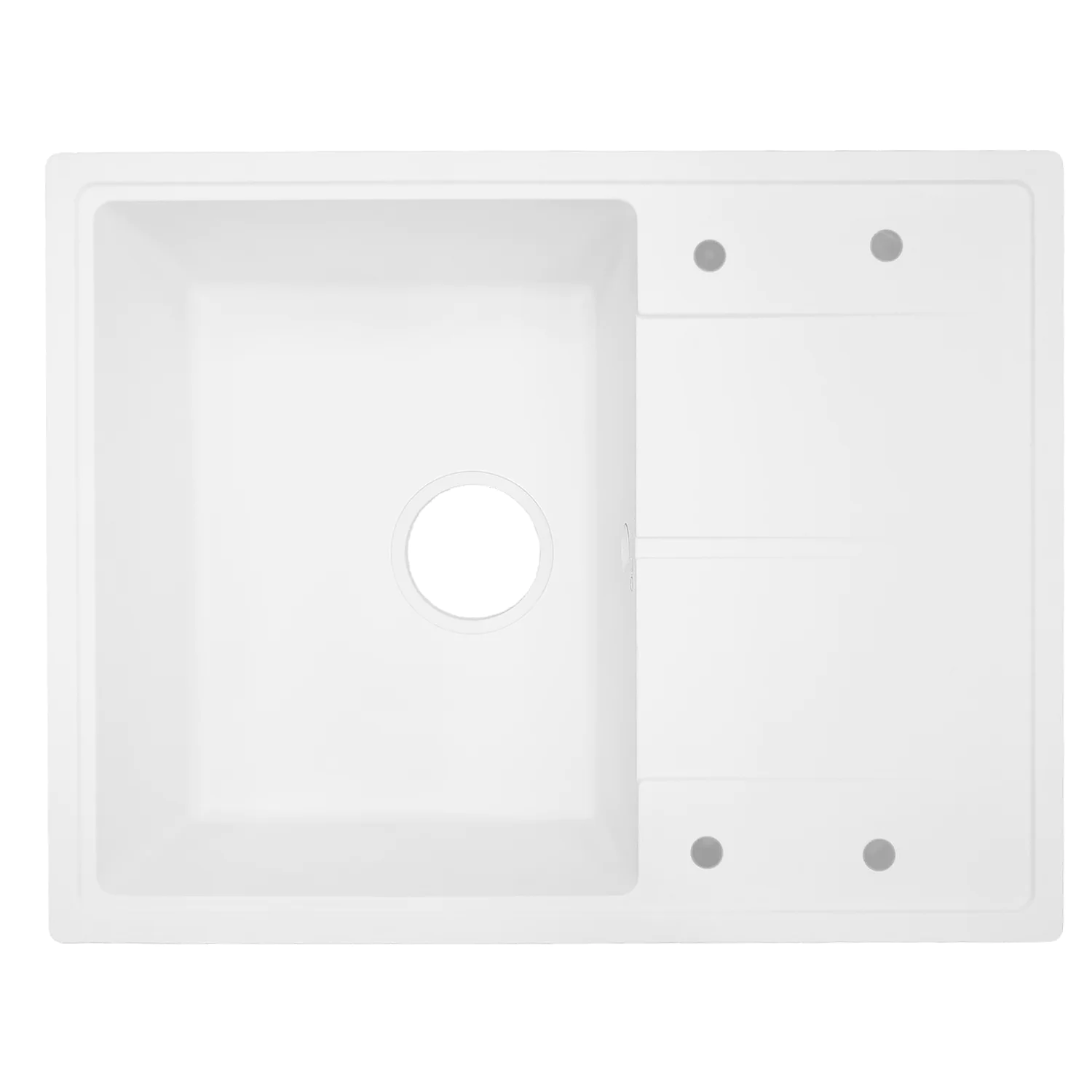 Кухонная мойка AZARIO Tavas 620х480х197 кварцевая, прямоугольная, сифон в комплекте, цвет Белый (CS00097670) — фото №1