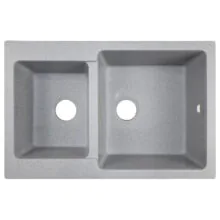 Кухонная мойка AZARIO Ostin 770×510х210 искусственный мрамор, двойная, сифон в комплекте, цвет серый (CS00105243)