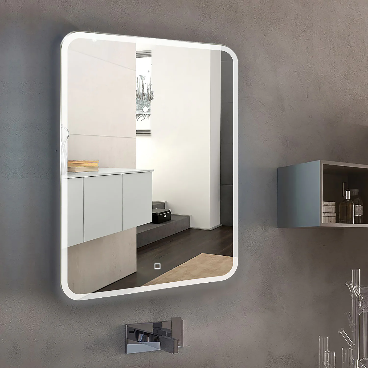 Зеркало AZARIO Stiv — Lite 600х800 сенсорный выключатель с функцией диммера, универсальное крепление (LED-00003101) — фото №3
