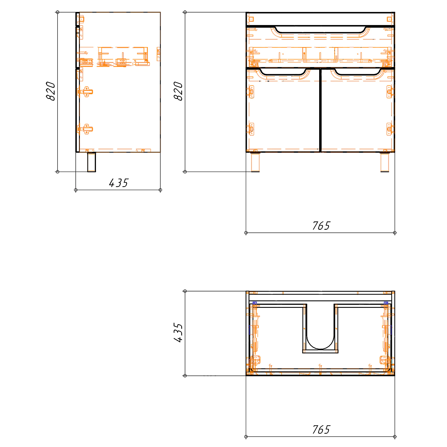 Комплект Тумба Azario KANTRI 80/1Н 800х460х870 напольная, с раковиной Фостер 80, белый глянец (CS00097256) — фото №8
