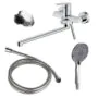 Смеситель для ванны Azario Alanti керамический картридж, длинный излив, с ручным душем, шланг 150 см, хром (AZ-K1732)